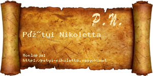 Pétyi Nikoletta névjegykártya