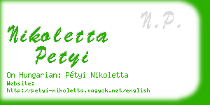 nikoletta petyi business card